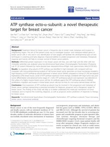 ATP synthase ecto-α-subunit: a novel therapeutic target for breast cancer