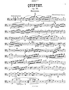 Partition basson, quintette pour Piano et vents, Op.38, F major