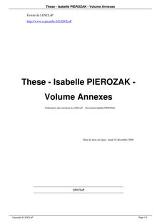 These - Isabelle PIEROZAK - Volume Annexes