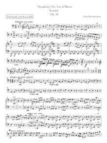 Partition violoncelle / basse, Symphony No.3 en A minor, Sinfonie Nr.3 in a-Moll "Schottische"