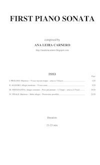 Partition complète, Piano Sonata No.1, E minor, Carnero, Ana Leira