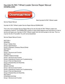 Hyundai HL760-7 Wheel Loader Service Repair Manual DOWNLOAD