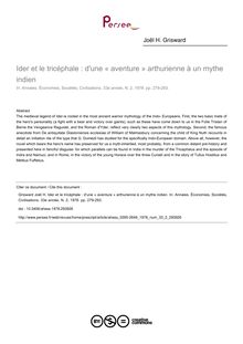 Ider et le tricéphale : d une « aventure » arthurienne à un mythe indien - article ; n°2 ; vol.33, pg 279-293