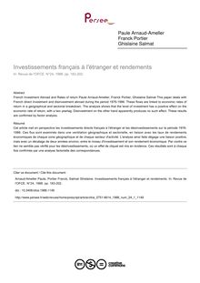 Investissements français à l étranger et rendements - article ; n°1 ; vol.24, pg 183-202