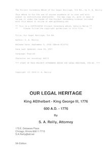 Our Legal Heritage, 5th Ed.