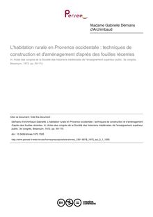L habitation rurale en Provence occidentale : techniques de construction et d aménagement d après des fouilles récentes - article ; n°1 ; vol.3, pg 59-110