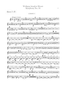 Partition cor 1 (F), 1 (C), 2 (F), 2 (C), Symphony No.34, C major