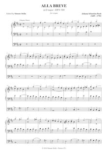 Partition complète, Alla breve en D major, D major, Bach, Johann Sebastian par Johann Sebastian Bach