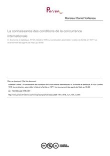 La connaissance des conditions de la concurrence internationale - article ; n°1 ; vol.104, pg 65-68