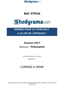 Corrigé Bac STD2A 2017 - Philosophie