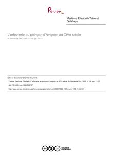 L orfèvrerie au poinçon d Avignon au XIVe siècle - article ; n°1 ; vol.108, pg 11-22