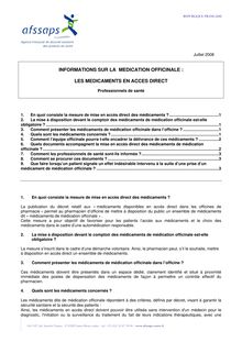 Informations sur la médication officinale : les médicaments en accès direct 01/07/2008
