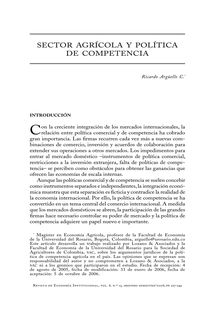 Sector agrícola y política de competencia (Agricultural Sector and Competition Policy)