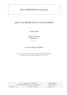 Arts techniques et civilisations 2004 BTS Expression visuelle