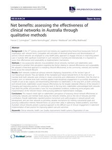 Net benefits: assessing the effectiveness of clinical networks in Australia through qualitative methods