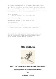 The Sequel - What the Great War will mean to Australia