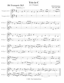 Partition trompettes 2/3 (B♭), trompette Trio en C major, C major