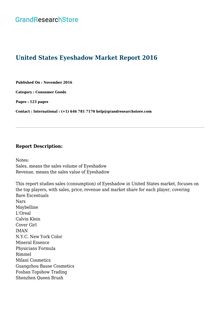 United States Eyeshadow Market Report 2016 