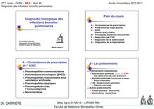 2ème cycle DCEM MIA Item Diagnostic des infections broncho pulmonaires