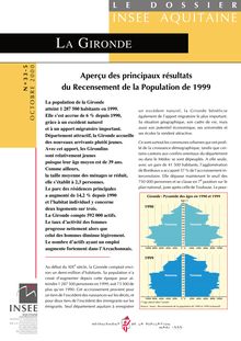 La Gironde : Aperçu des principaux résultats du Recensement de la population de 1999