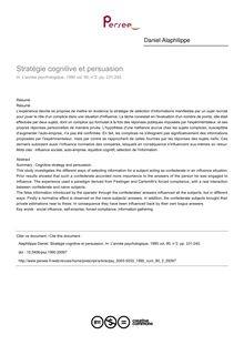 Stratégie cognilive et persuasion - article ; n°2 ; vol.90, pg 231-245