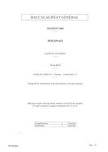 Polonais LV1 2006 Sciences Economiques et Sociales Baccalauréat général