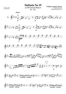 Partition violons II, Symphony No.19, E♭ major, Mozart, Wolfgang Amadeus