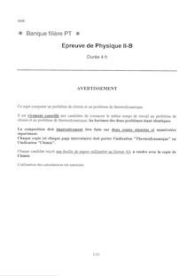 Filière Banque PT - Epreuve Physique II-B