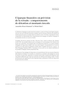 L’épargne financière en prévision de la retraite : comportements de détention et montants investis - article ; n°1 ; vol.417, pg 93-118