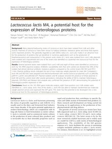 Lactococcus lactisM4, a potential host for the expression of heterologous proteins