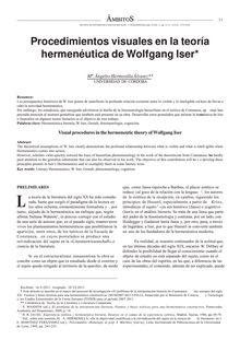 Procedimientos visuales en la teoría hermenéutica de Wolfgang Iser