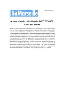 Arsenal attention bête blessée AVEC WENGER, SANS WILSHERE