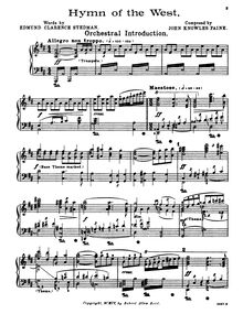Partition complète, Hymn of pour West, D major, Paine, John Knowles