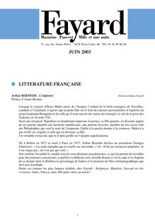 LITTERATURE FRANÇAISE - s LITTERATURE FRANÇAISE JUIN 2003
