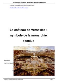 Le château de Versailles : symbole de la monarchie  absolue