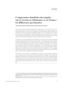 Composantes familiales des impôts sur le revenu en Allemagne et en France : les différences pertinentes - article ; n°1 ; vol.401, pg 39-59