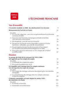 Sommaire de l ouvrage : L économie française - Édition 2009