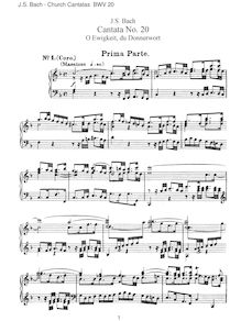 Partition complète, O Ewigkeit, du Donnerwort, BWV 20, O eternity, thou, word of thunder, BWV 20 par Johann Sebastian Bach
