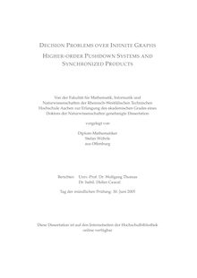 Decision problems over infinite graphs [Elektronische Ressource] : higher-order pushdown systems and synchronized products / vorgelegt von Stefan Wöhrle
