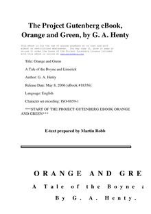 Orange and Green - A Tale of the Boyne and Limerick