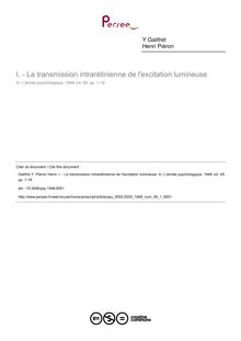 - La transmission intrarétinienne de l excitation lumineuse - article ; n°1 ; vol.49, pg 1-19