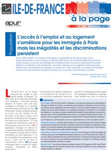 L accès à l emploi et au logement s améliore pour les immigrés à Paris mais les inégalités et les discriminations persistent