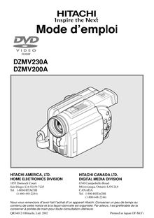Notice Camescope numérique Hitachi  DZ-MV200A