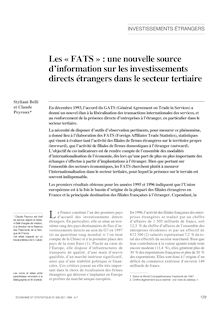 Les « FATS » : une nouvelle source d information sur les investissements directs étrangers dans le secteur tertiaire