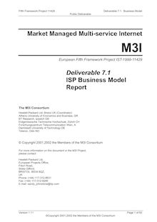 Market Managed Multi-service Internet Deliverable 7.1 ISP Business ...