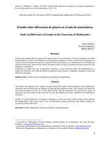 ESTUDIO SOBRE DIFERENCIAS DE GÉNERO EN EL AULA DE MATEMÁTICAS (Study on Differences of Gender in the Classroom of Mathematics)
