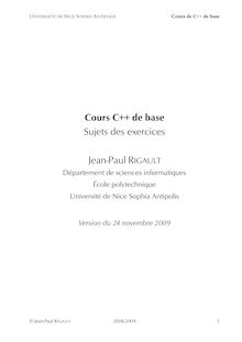 Cours C++ de base Sujets des exercices Jean-Paul R