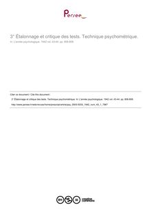Étalonnage et critique des tests. Technique psychométrique. - compte-rendu ; n°1 ; vol.43, pg 806-808