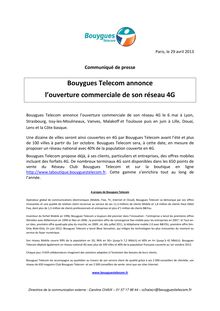 Bouygues Telecom annonce l’ouverture commerciale de son réseau 4G