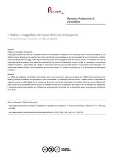 Inflation, inégalités de répartition et croissance.  - article ; n°3 ; vol.46, pg 889-899